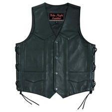 Gilet in pelle nero da