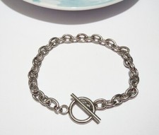 1pz base bracciale AT in acciaio inox 19,5cm colore argento scuro bijoux