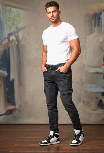 Stonewashed rocker strech - , uomo