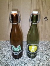 2 Bottiglie Di Vetro Vuote marchi di birra weinfelder bier e schützengarten bier