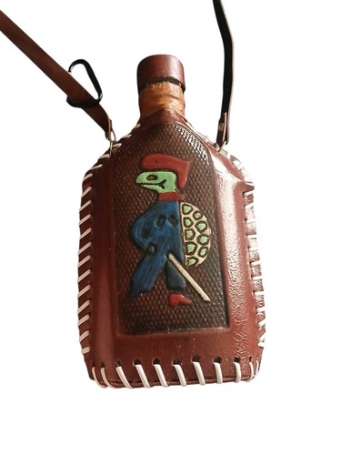 Handmade leather flask pirate - handmade,