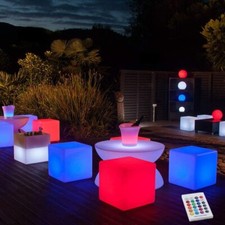 Sedia cubo luminoso led 16" luce interno ed esterno cortile bar salotto sedia decorativa