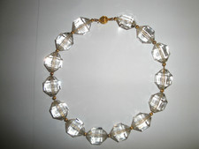 collana vintage con grandi cristalli acrilici esagonali sfaccettati susta pl oro