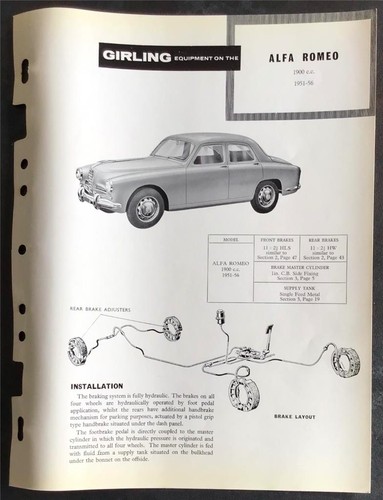 Alfa romeo 1900cc auto girling - romeo,