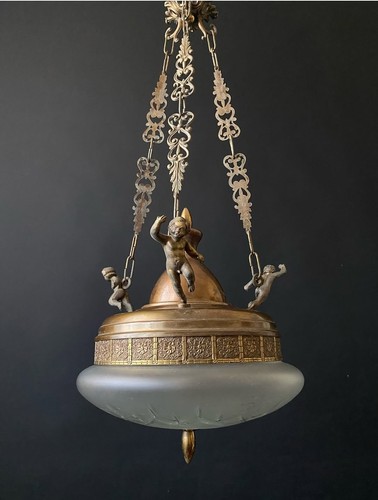 Antique brass and - , glass