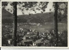 vecchia e interessante cartolina di como bel timbro annullo meccanico targhetta