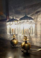 Coppia lampade tavolo d'epoca ottone cristallo Brass old pair table lamp
