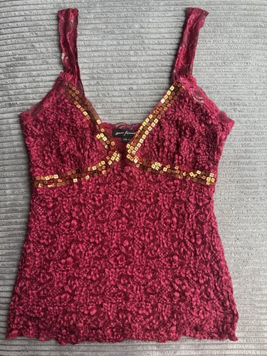 Top ann ferriday pizzo - pizzo, rosso