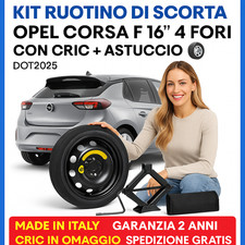 ?Kit Ruotino Scorta Opel Corsa F 16” 4 Fori Con Cric + Astuccio Gratis DOT2025 