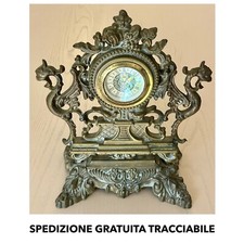 OROLOGIO Da Tavolo / Da Mobile Vintage Antico In Metallo Made In Italy