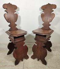 ANTICA COPPIA SEDIA SGABELLI