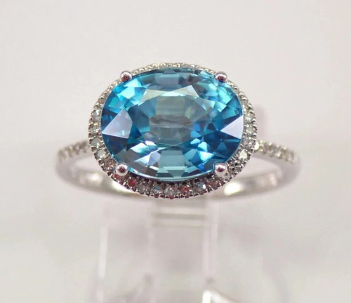 Anello aureola topazio - , blu