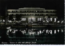 RICCIONE  - Albergo Savioli di notte - Viaggiata 1954
