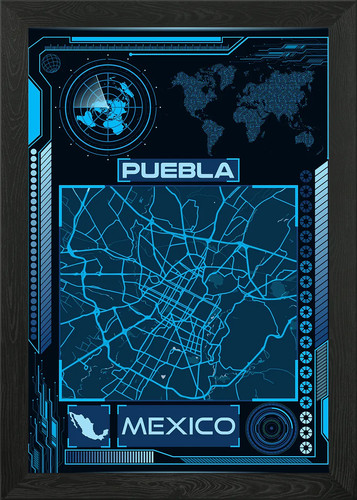 Puebla map messico poster - messico, arte