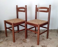 SET 2 SEDIE IN LEGNO CON SEDUTA IMPAGLIATA PER SALONE