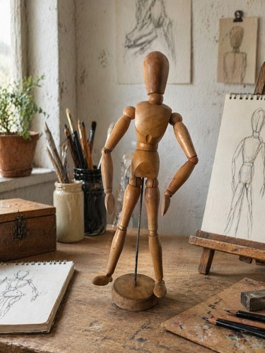 Vintage wooden artist - wooden,