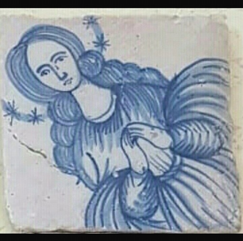 Antica mattonella con - con, madonna