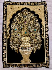 Arazzo Zardozi Filo bagno Oro 24k e pietre semi preziose Lung. 86cm /Larg. 60cm