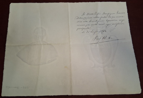 Lettera autografa papa pio - lettera,