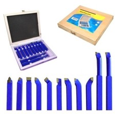 Lame/Utensili in acciaio per troncatura a tornio 8mm in box di legno set 11 pz