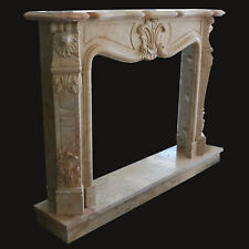 Camino Travertino Cornice Stile Barocco Classico Old Marble Frame for Fireplace