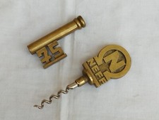 MASSICCIO RARO CAVATAPPI TIRE-BOUCHON VINTAGE IN OTTONE A FORMA DI CHIAVE