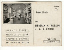 Cartolina pubblicitaria Libreria A. Rossini di L. Cionini Firenze Via Cerretani