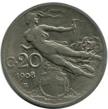 Moneta 20 CENTESIMI 1908