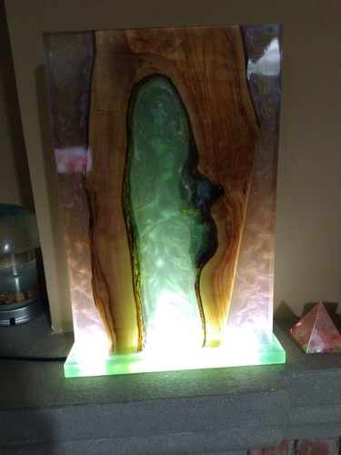 Lampada led legno resina - in,