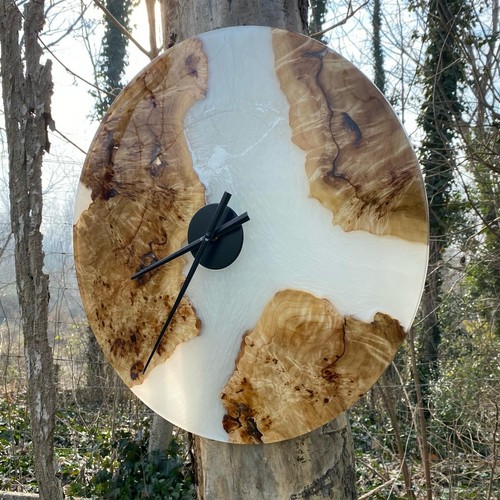 Orologio pioppo resina - e,