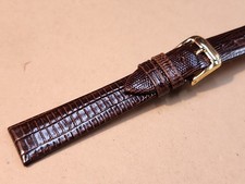 Cinturino orologio NOS Speidel 16 mm marrone piatto senza cuciture Gator pelle grana lucertola 