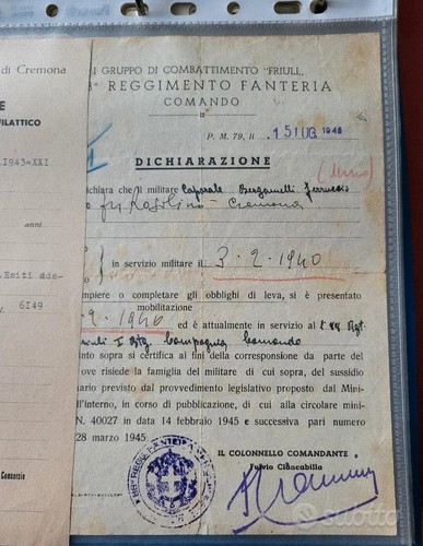 Documenti fogli 2ªguerra - documenti, e