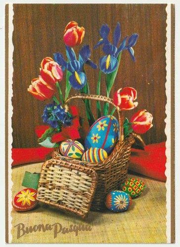 1977 pasqua cartolina - 1977, cesto