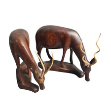 SCULTURA STATUA Coppia Antique africana etnica coloniale ANTILOPE CONGO IN LEGNO