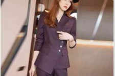 Tailleur Completo Ufficio Outfit Outfit Giacca Blazer Viola Slim Set 21404