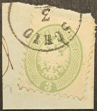 [FASILMBVEN0006] VENETO 1864 [S.42] 3 SOLDI Verde Giallo Dent.9½ USATO SCHIO