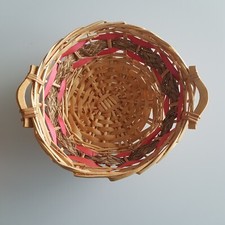 Set 2 cestini in vimini artigianale | FATTO A MANO | Vintage con manici