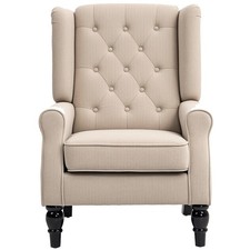 HOMCOM Poltrona Elegante in Stile Francese con Cuscini Beige
