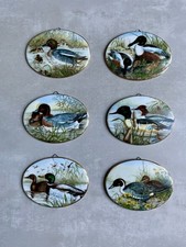 Raro set di mini piatti decorativi Porcellana Limoges motivo anatre  vintage