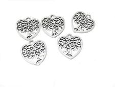 10pz charms ciondoli albero della vita cuore colore tibetano 18mm bijoux