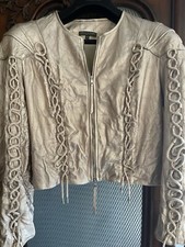 giacca donna pelle metallizzata alexander mcqueen taglia 46