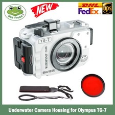 Custodia fotocamera subacquea professionale SeaFrogs 195 piedi bianca per Olympus TG-7 