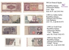 500 LIRE Ornata Di Spighe 1961 NC e 1000  Verdi 2  Galileo Marco Polo Lotto SET