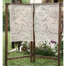 COPPIA TENDINE REALIZZATE A MANO AD UNCINETTO 58x45 cm