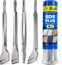 Set Di 4 Scalpelli Sds-Plus per Piastrelle Tracce Muro Muratura Calcestruzzo Pie