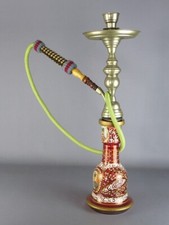 VINTAGE PIPA RUSSA SISHA IN VETRO E METALLO EPOCA XX SEC. OGGETTO DECORATIVO