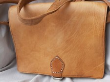 BORSA IN CUOIO NATURALE UOMO DONNA CACCIA  TREKKING