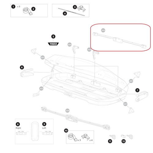 Thule lockbar 900 barra di - mm,