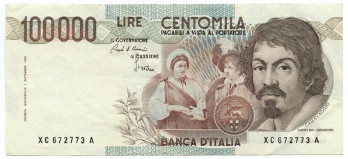 100000 lire caravaggio tipo - 100000, i