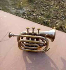 Ottone Massiccio Antico Dorato Finitura Tromba Tasca Bocchino Tromba Decorativo